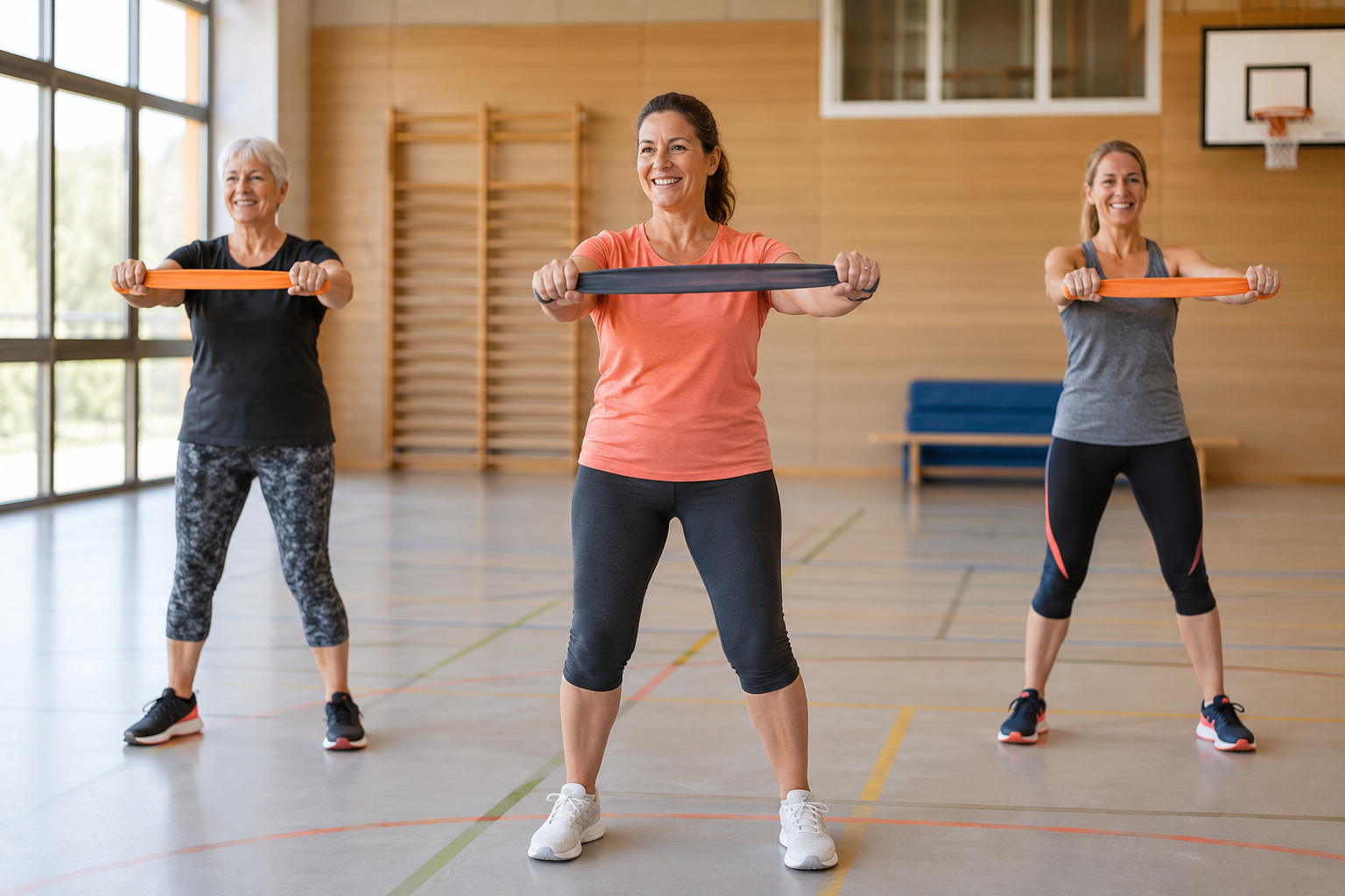 Frauen beim gemeinsamen Gymnastiktraining